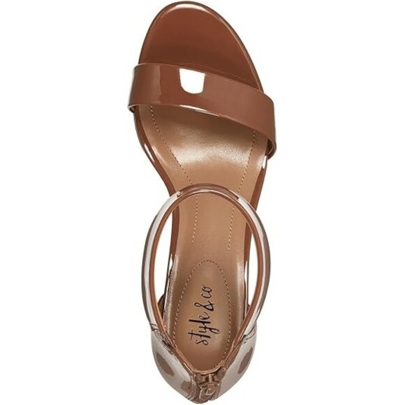 Style & Co. Womens Paycee Zipper Patent Dress Sandals Brown 11 Medium - Picture 3 of 3